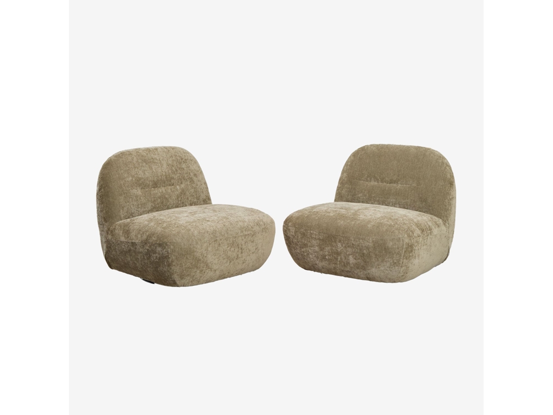 Sklum Pack De 2 Poltronas Giratórias Em Chenille Sernin Poliéster                       Chenille Verde Sálvia