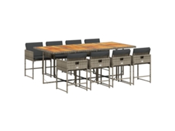 Conjunto de 9 Jantar para Jardim com Almofadões Vime Pe Cinza MAISON EXCLUSIVE