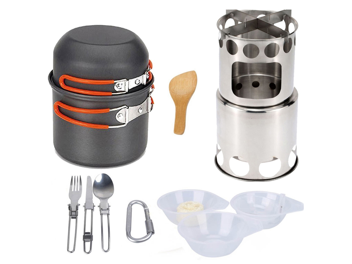 Conjunto de Cozinha de Camping Portátil com Fogão