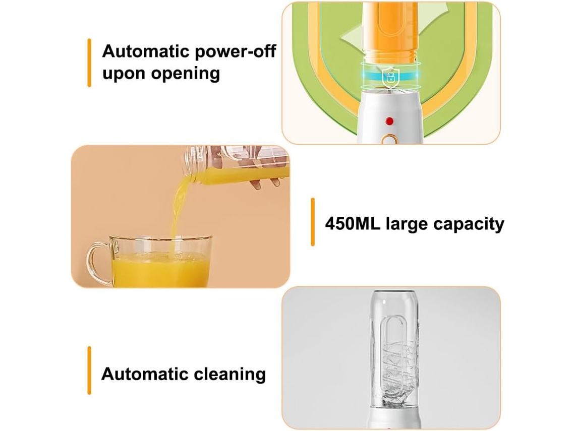 Liquidificador Compacto De 450 Ml Com Função De Autolimpeza