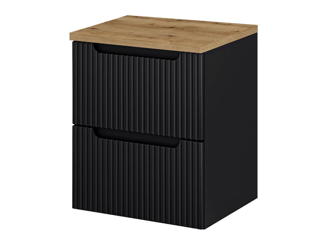 Móvel de casa de banho para lavatório Newport com 2 gavetas MDF 50x60x40 cm - Preto/Carvalho