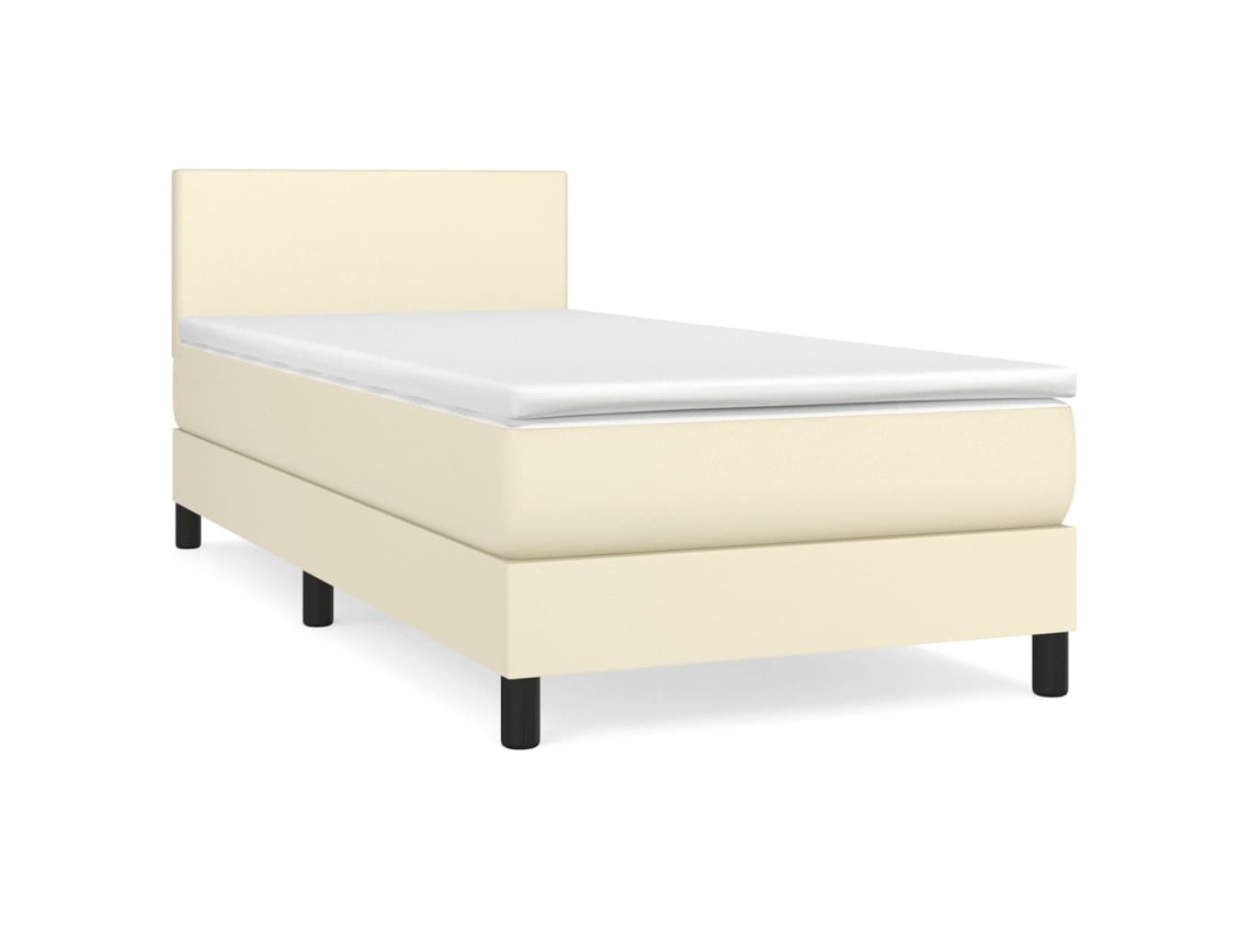 Cama com Molas e Colchão 80x200 Cm em Couro Artificial Creme MAISON EXCLUSIVE
