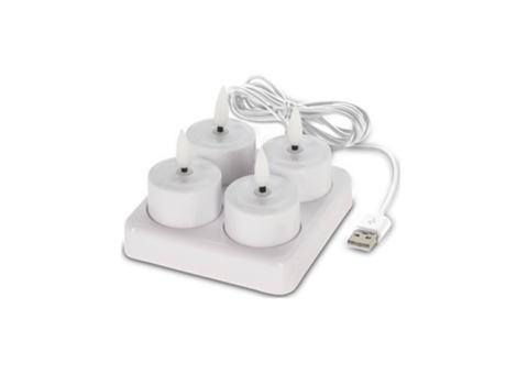 Conjunto De 4 Velas Cintilantes Com Base De Carregamento Luzes Quentes Para Casa Articulos Navideños