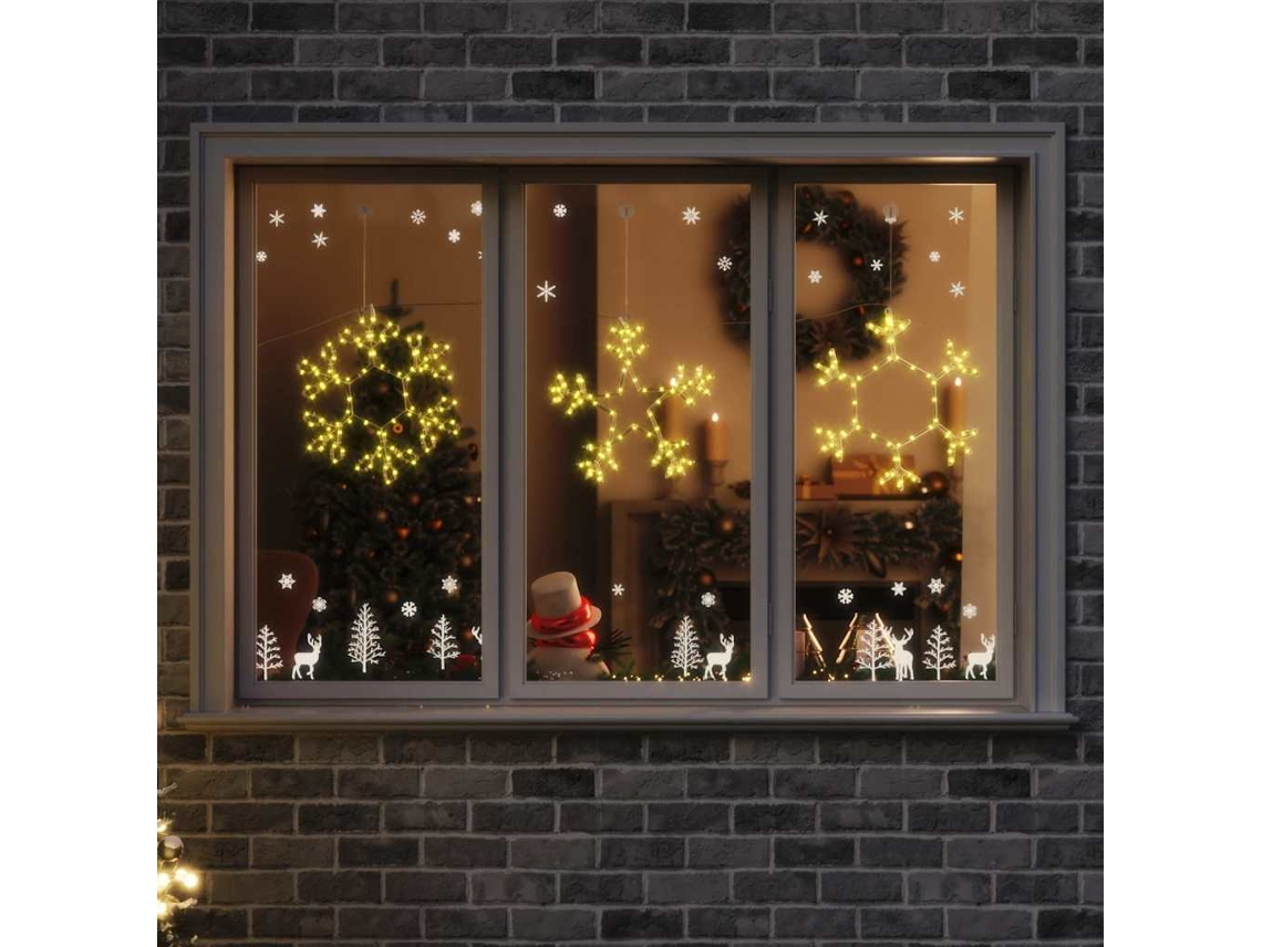 Vidaxl Floco De Neve De Natal 252 Led Branco Quente 44,5 X 38 Cm Pvc