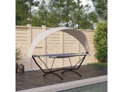 Vidaxl Espreguiçadeira Exterior C/ Toldo Aço E Tecido Oxford Cor Creme
