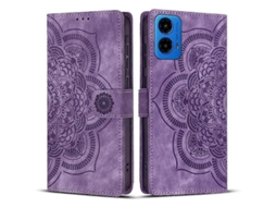 Capa De Celular De Couro Fosco Retrô Com Estampa De Mandala