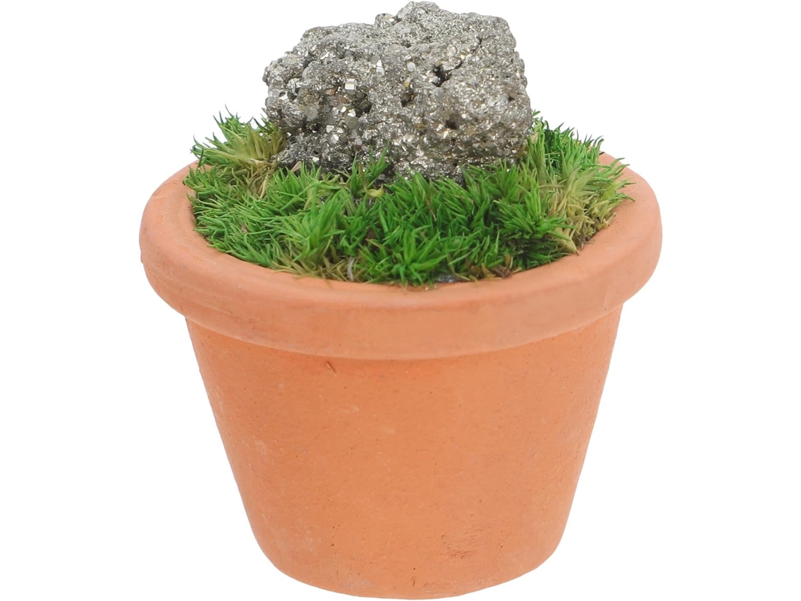 Planta Artificial Cristal Calcopirita Natural Estatueta Decorativa Bonsai Prateleira Interiores Ornamento Vaso GOKOCO