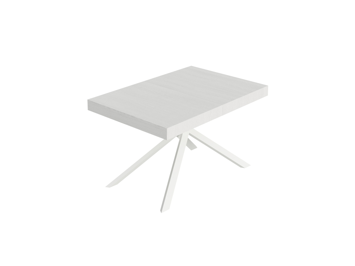 Mesa Extensível Niket 130/390x90 Cm Freixo Branco Com Pés Brancos Itamoby