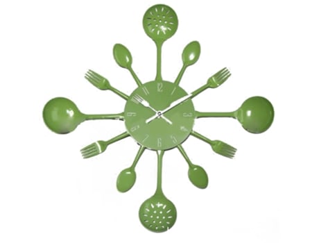 Relógio de Parede MISHA DIY Utensílios de Cozinha (Verde)