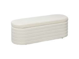 Banco Cama Com Armazenamento Tecido Pelúcia Branco Creme