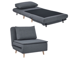 Poltrona 3 Em 1 Com Função De Cama, Reclinável, Encosto Ajustável, Pés Em Madeira De Faia, Almofada, Cinza