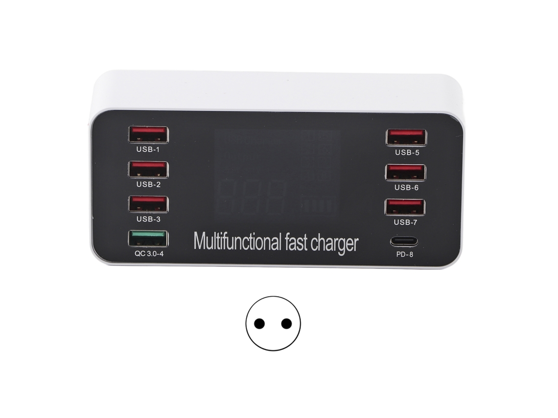 2026zentro-estação De Carregamento Inteligente 8 Portas Com Display Led Qc3.0 Pd 60w