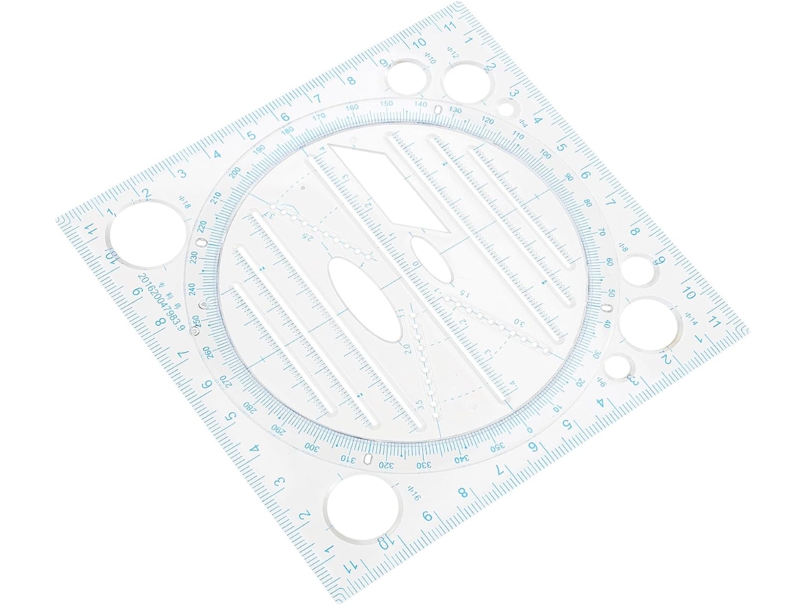 Régua de plástico azul Ibasenice, medição precisa e design prático, multifuncional para estudantes.