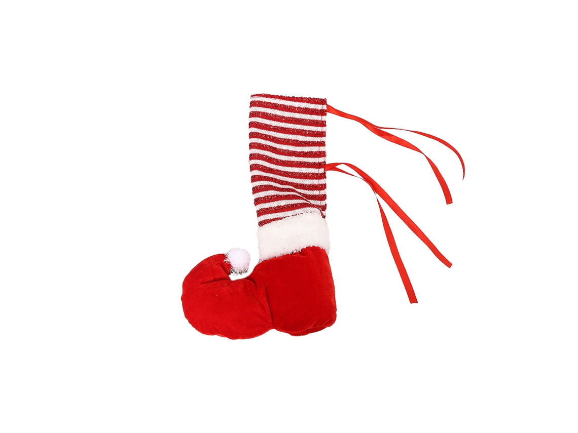 Pano Decorativo de Natal com Estampa Listrada, Elfo Vermelho LAXISCREED