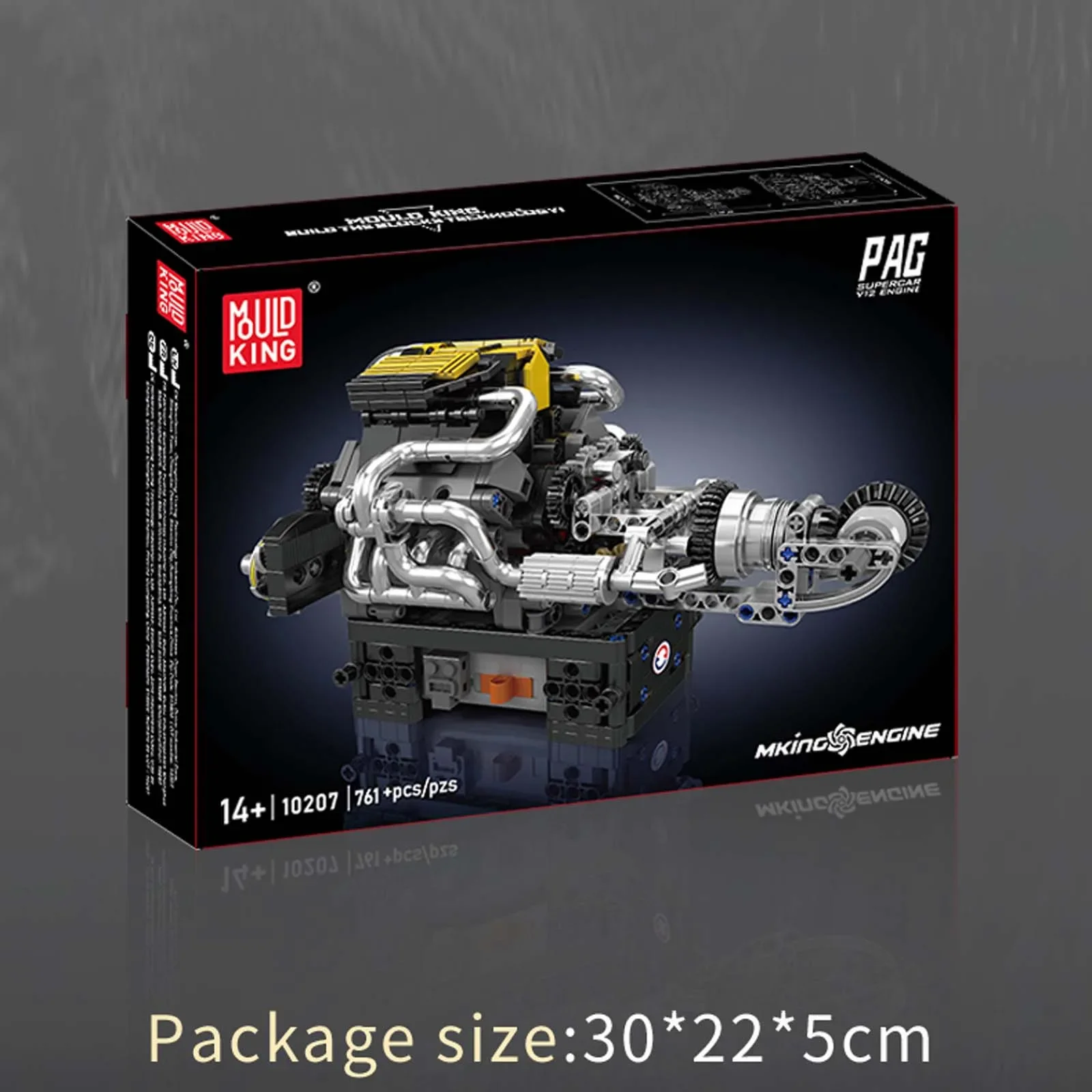 (761 Peças) Peças Técnicas Pag Supercarro Motor V12 Bloco De Construção Modelo De Simulação Elétrica