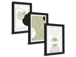 Quadros Decorativos Para Paredeformas E Cores Abstratas Moldura Preta Quadros Para O Escritório Espelharte (3 Peças 20x30 Cm)