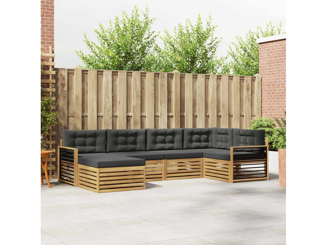 Vidaxl Conjunto De Sofás Para Exterior 6 Unid. Branco E Antracite