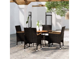 Vidaxl 5 Pcs Conjunto De Jantar Para Jardim Vime Pe Preto