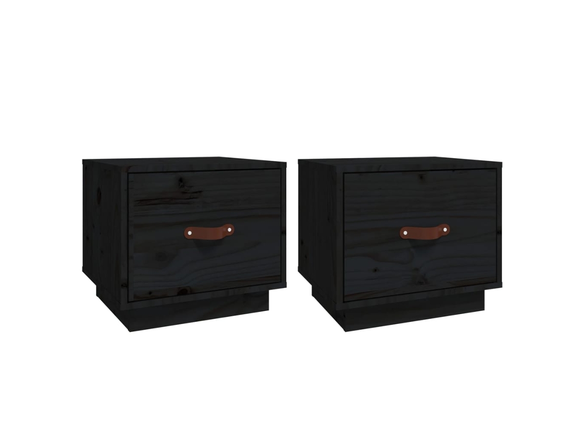 Bedside Cabinet, Bedside Cabinets Vidaxl Preto Madeira De Pinho (n/a)