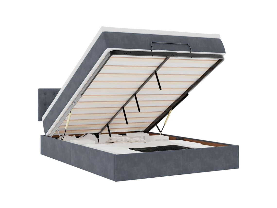 Ottoman Bed, Ottoman Beds Vidaxl Cinzeto Veludo (140 X 190 Cm)
