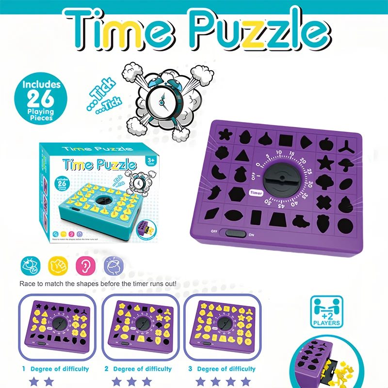 Jogo De Encaixe De Formas (roxo), 26 Peças, Quebra-cabeça Com Tempo Determinado