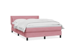 Vidaxl Cama Com Molas/colchão 140x220 Cm Veludo Rosa