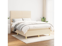 Vidaxl Cama Com Molas/colchão 140x190 Cm Tecido Cor Creme