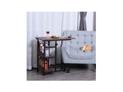 Mesa lateral com rodízios, mesa de centro com altura ajustável, 80 x 40