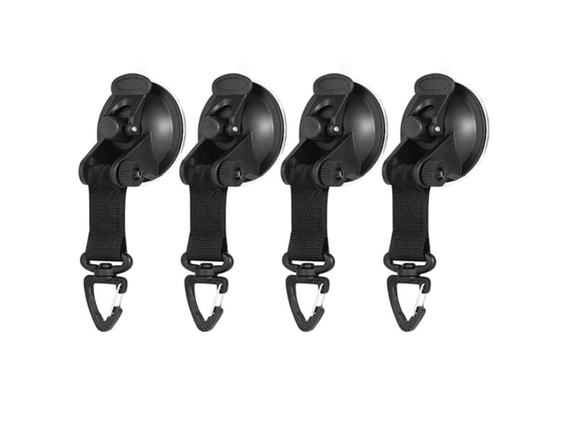 Ganchos com Ventosa e Fivela Triangular, Pacote com 4 Unidades, Pretos BRILVIBERA