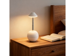 Luminária Noturna Led Recarregável com Controle Remoto, Ideal para Cabeceira, Branca e com Intensidade Ajustável BRILVIBERA