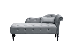 Chaise Longue À Direita Beliani Ivry De Veludo Cinzento 152x62x72