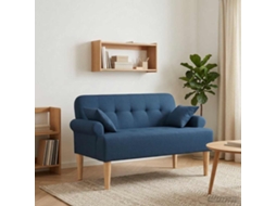 Vidaxl Sofá De Dois Lugares Com Botão Acolchoado Azul 120 X 65 X 79 Cm