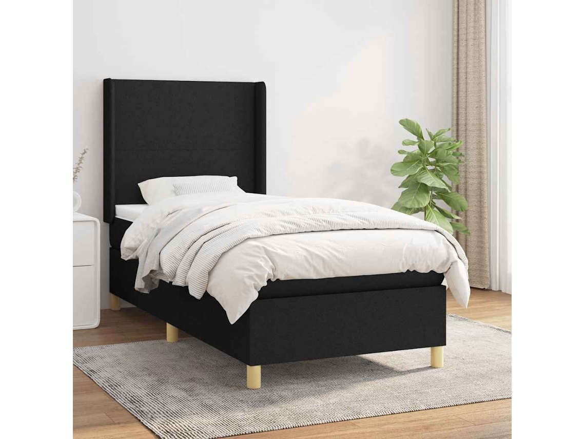 Vidaxl Cama Com Molas/colchão 90x190 Cm Tecido Preto