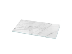 Vidro Para Mesa Retangular Espelharte (125x50 Cm - Padrão De Superfície De Mármore - Branco)