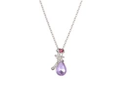 Colar Feminino Pingente Gota De Água Strass Roxo Moda
