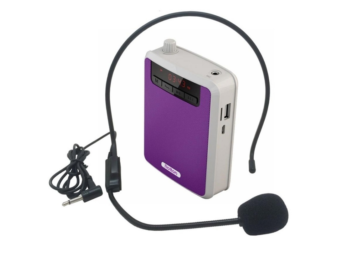 Amplificador de voz portátil Rolton K300 com rádio FM/MP3, Slowmoose (roxo)