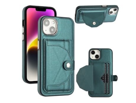 Capa Mobile Phone Cases Shockproof With Card para iPhone 15 Pele Castanho