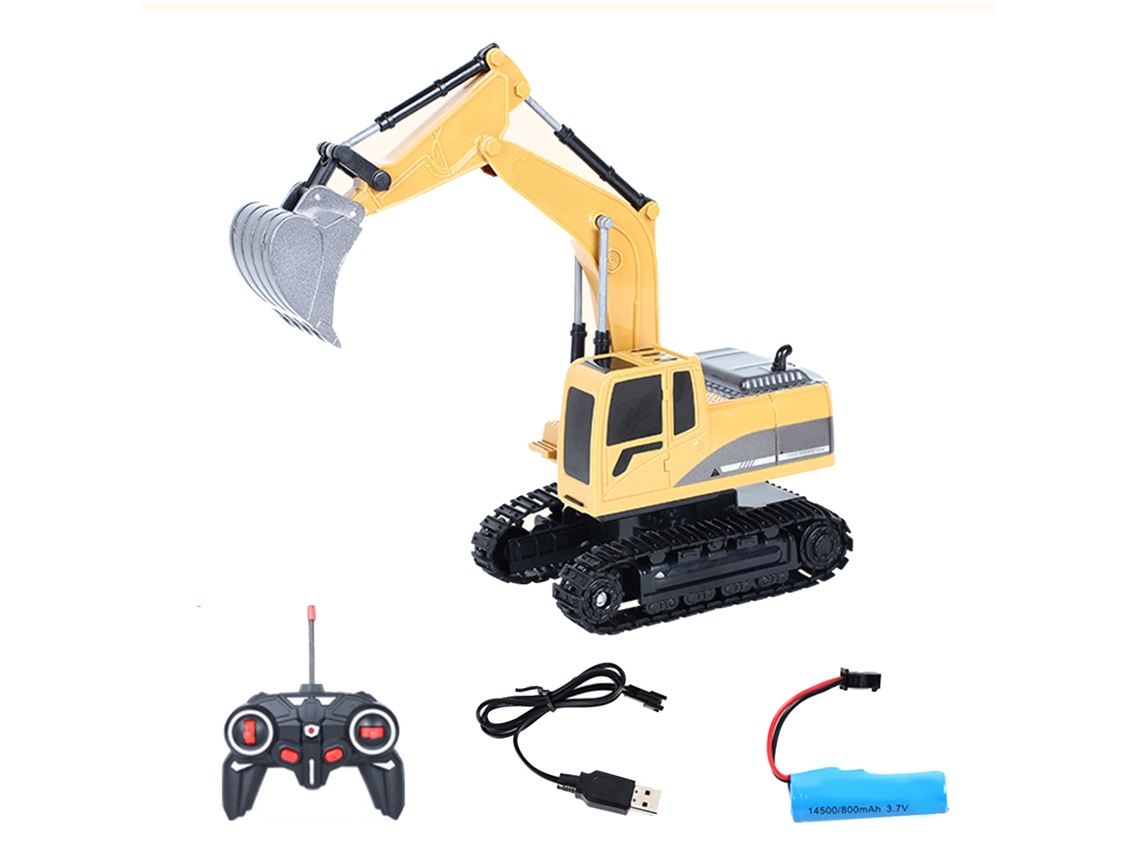 Walshlxq brinquedo de Escavadora com Controle Remoto para Crianças com Luz e Som Rotação Livre 6 Canais Caminhão de Construção de Ligação Rc