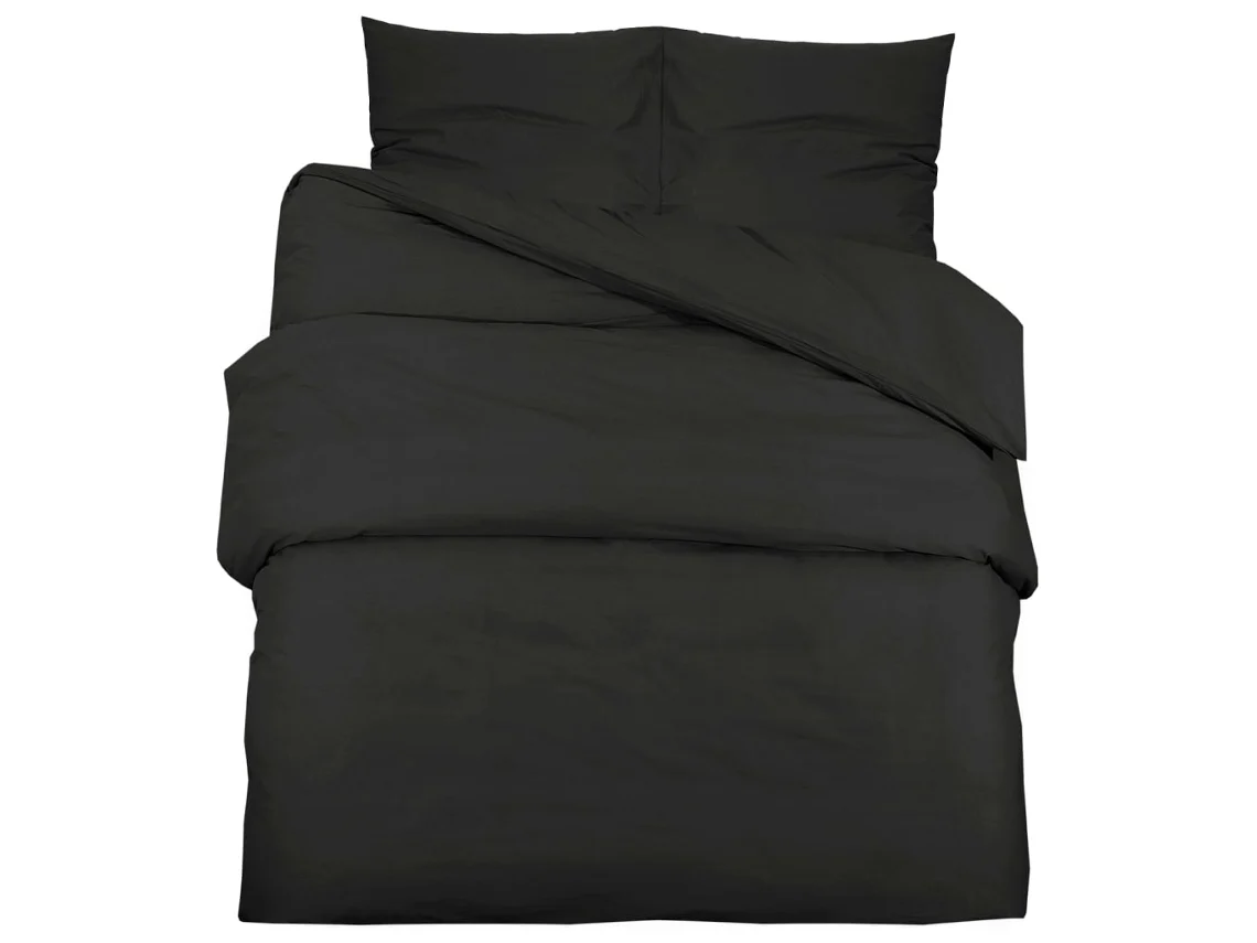Duvet Cover Set, Duvet Cover Sets Vidaxl Preto Algodão (200 X 200 Cm + 80 X 80 Cm)