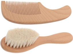 Conjunto De Escova Cabelo Cerdas Macias Fibra Natural Pente Com Cabo Ergonômico Madeira Solução Para Cuidados Os Cabelos