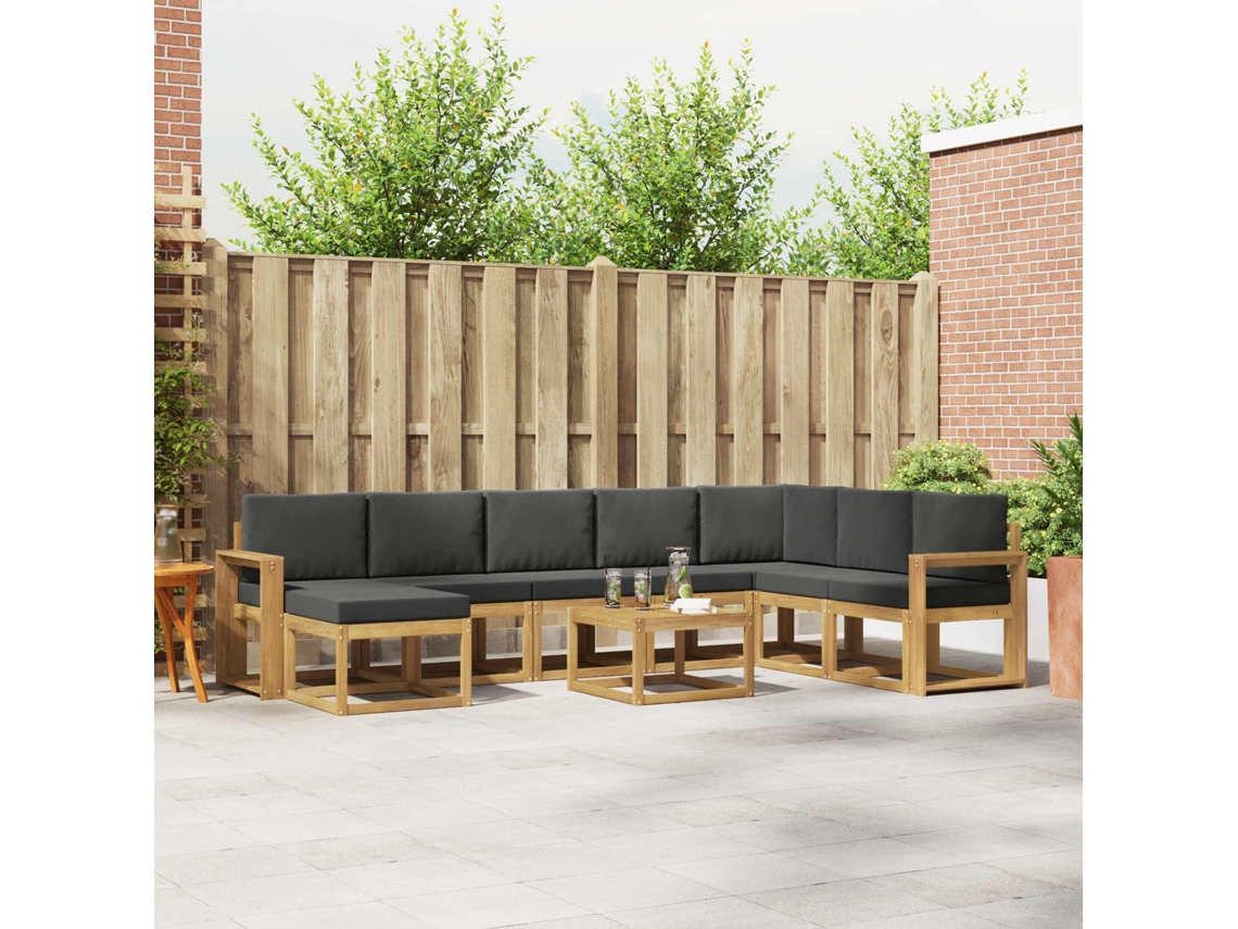 Vidaxl Conjunto De Sofás Para Exterior 9 Unid. Branco E Antracite
