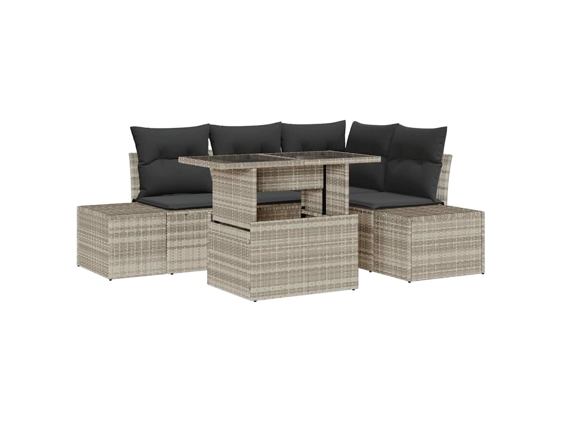 Maison Exclusive - Conjunto De Sofá De Jardim 5 Pcs Cinzento-claro Vime Pe