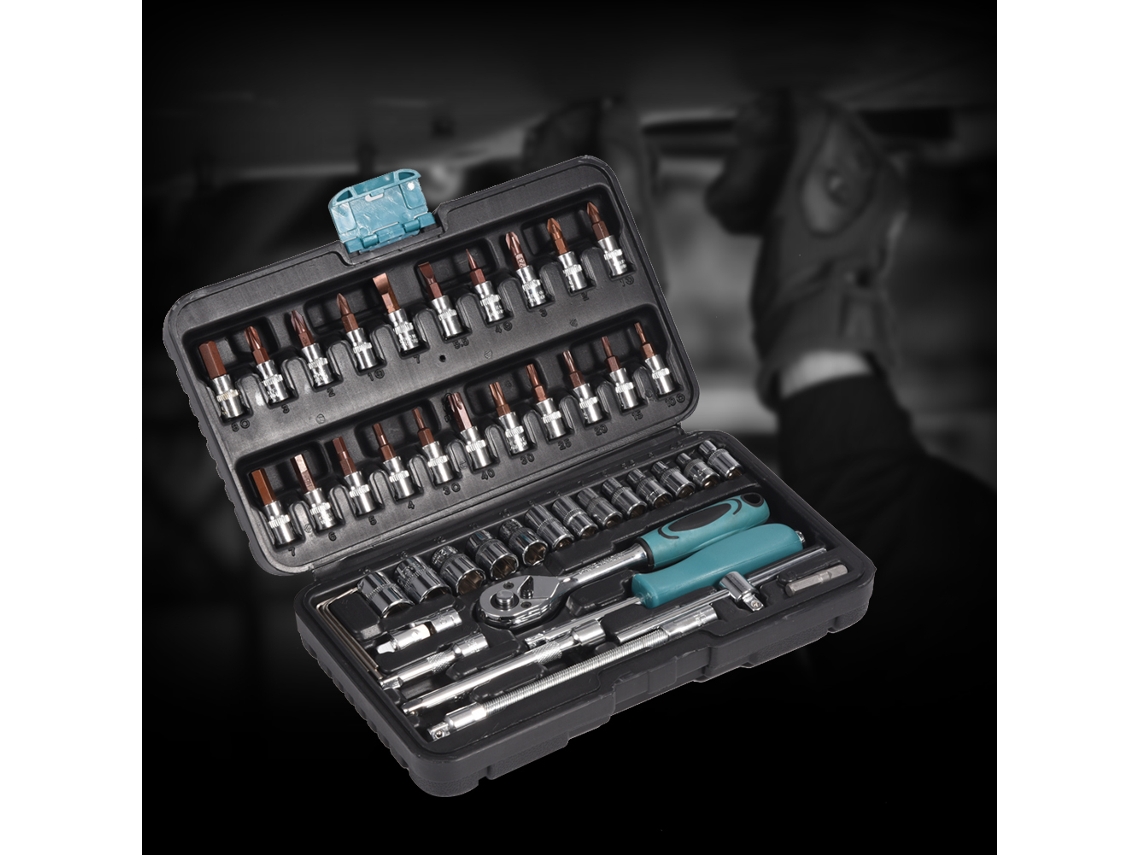 Kit De Chaves E Ferramentas Laxiscreed Com 46 Peças Em Aço Crv Para Casa E Manutenção De Carros