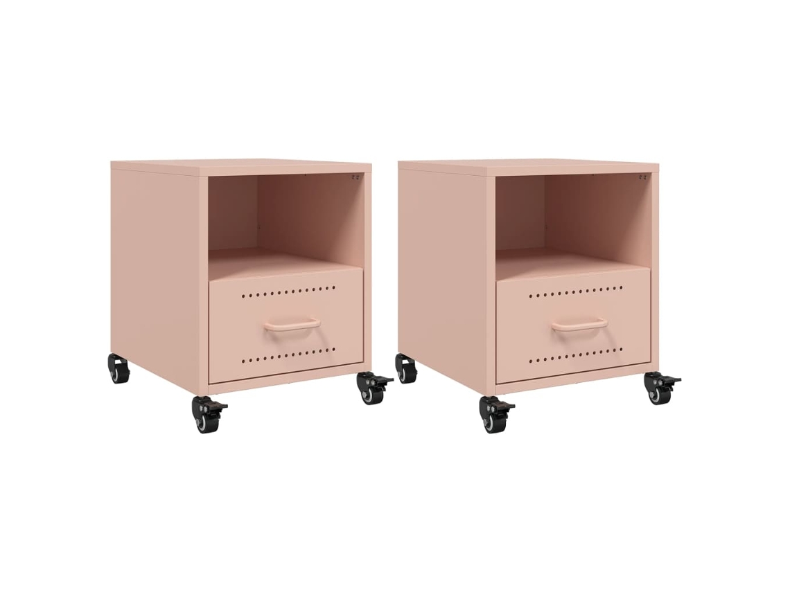 Mesas de Cabeceira 2 Pcs 36x39x43,5 Cm Aço Rosa MAISON EXCLUSIVE