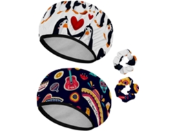 Conjunto De 2 Toucas Banho Reutilizáveis Com Elástico Para Cabelo, Touca De Banho Elástica À Prova D Água Para Cabelos