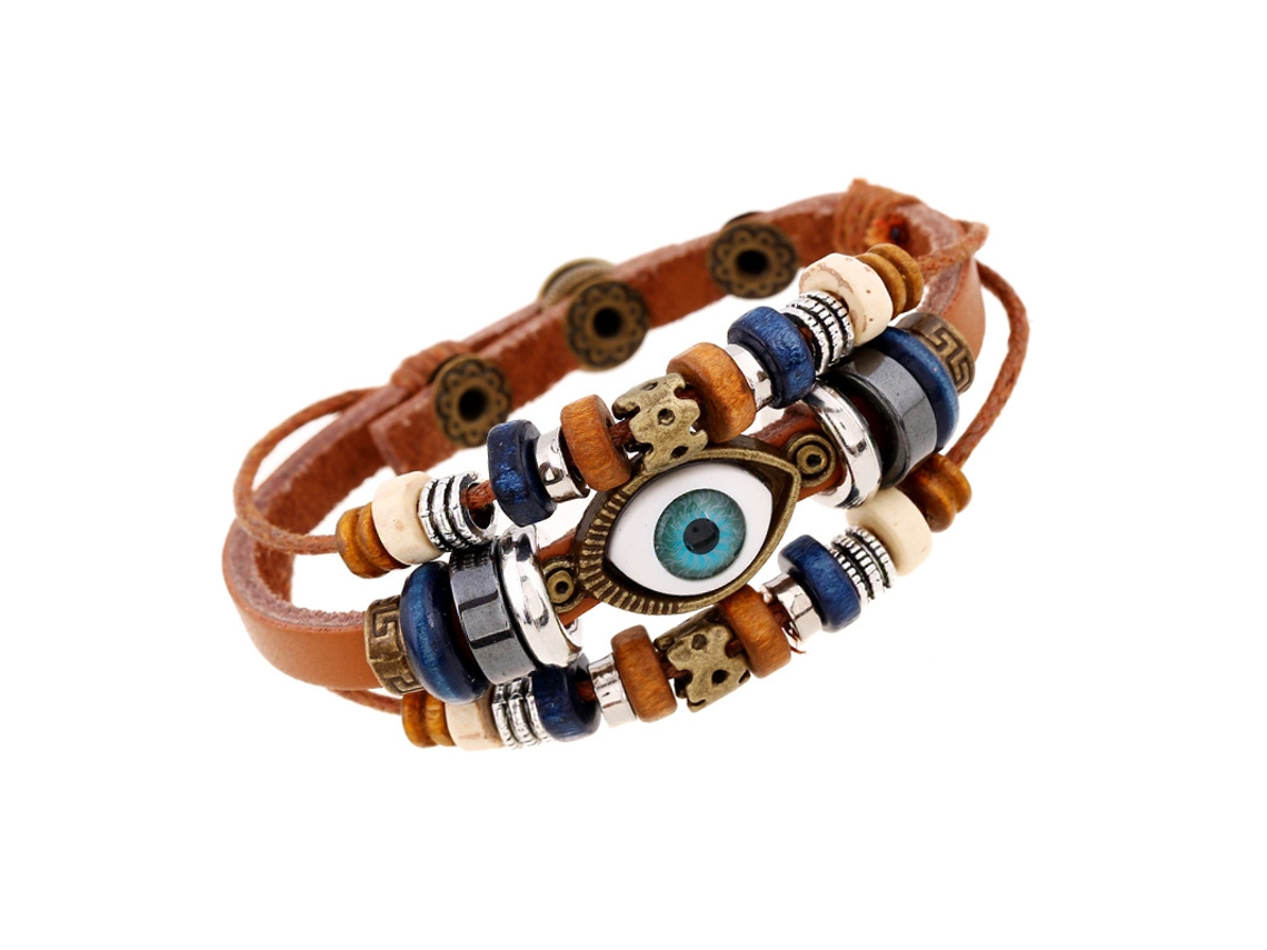 Pulseira Vintage De Artesanato Em Falso Couro