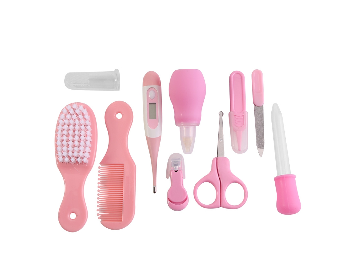 Mali 10 Pcs/set Kit de Cuidados Bebê Saúde Unhas Cabelo Termômetro Grooming Rosa