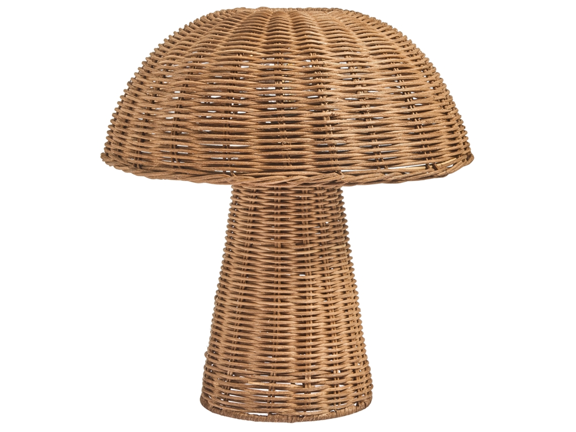 Luminária De Mesa Beliani Alero De Rattan Natural 31x31x35