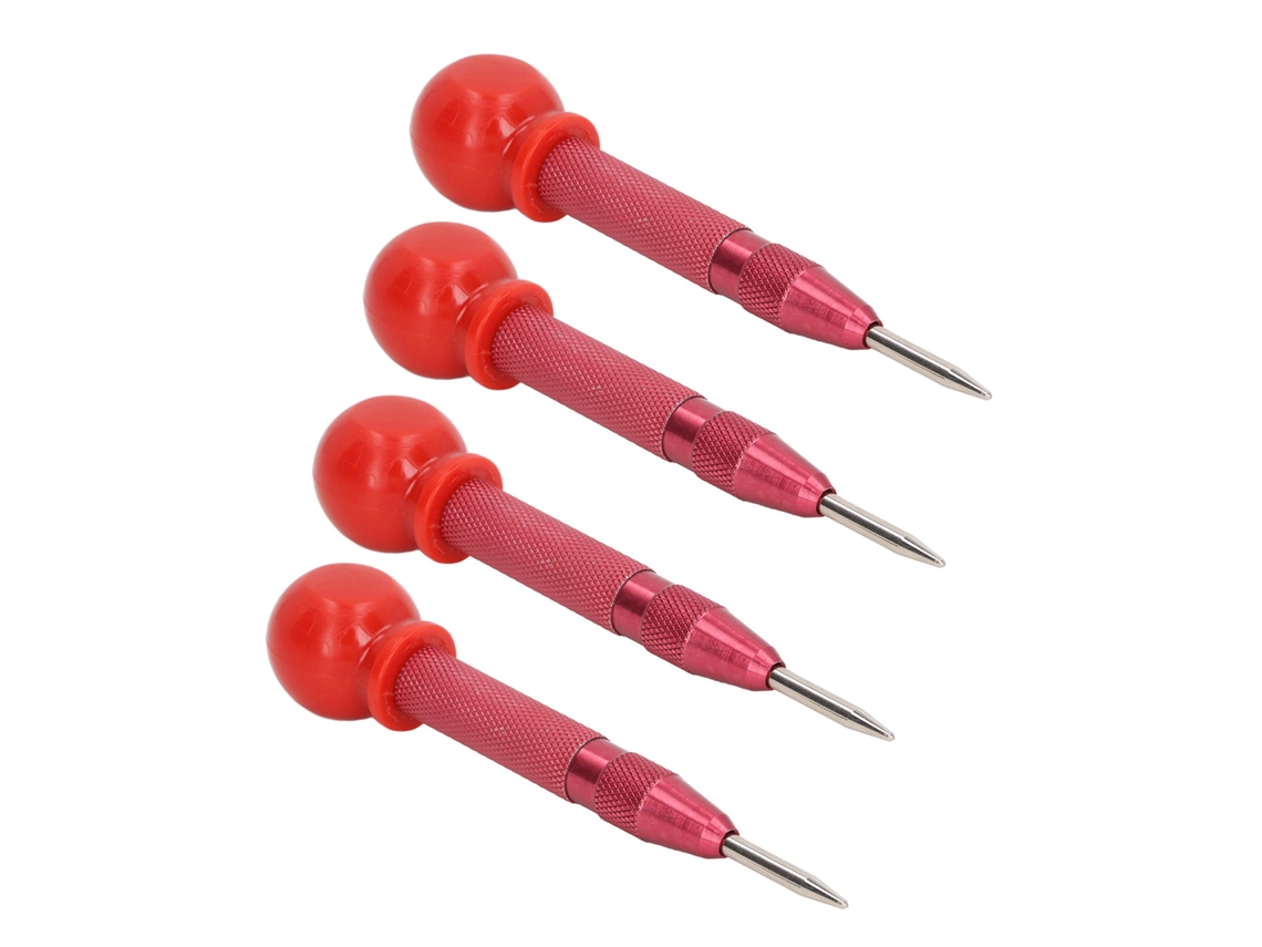 Set De Punzones Centrales Automáticos. Herramienta Manual Para Metal, Madera, Vidrio Y Ventana. 5 Pulgadas. Rojo.