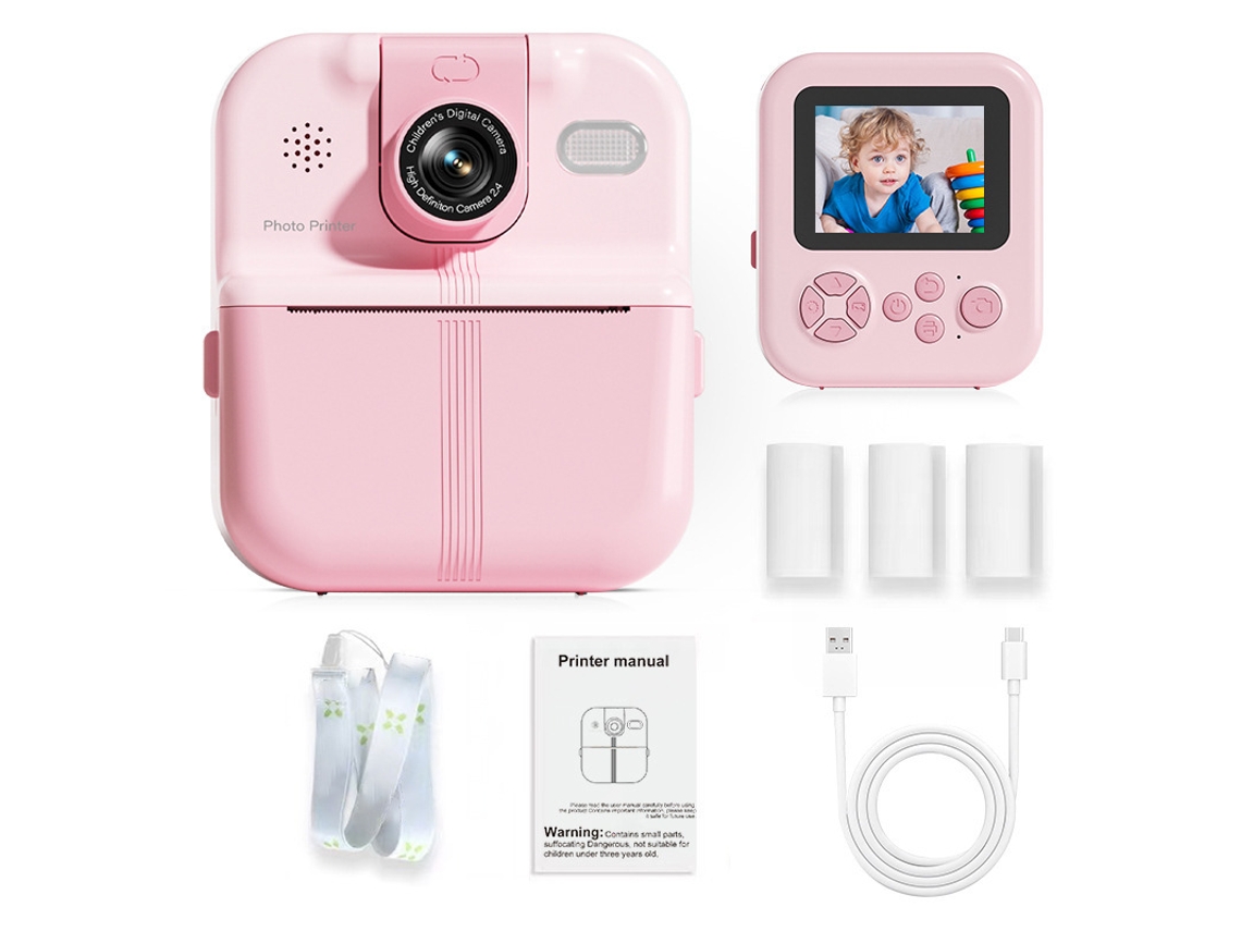 Câmera de Brinquedo Infantil, Lançamento 2026 Rosa Flor de Cerejeira Sem Cartão YUNZII (com Função de Aplicativo e Lente Giratória)